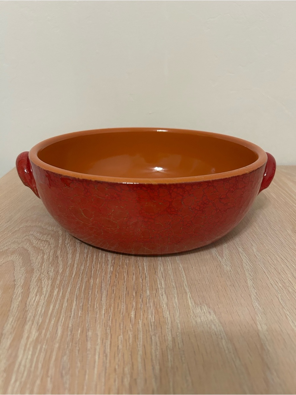 De Silva Italy Red Ceramic Serving Bowl with Side Handles